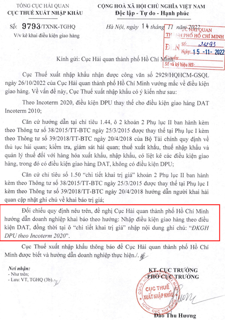 KHAI BÁO ĐIỀU KIỆN GIAO HÀNG DPU TRÊN TỜ KHAI HẢI QUAN – CỔNG THÔNG TIN ...